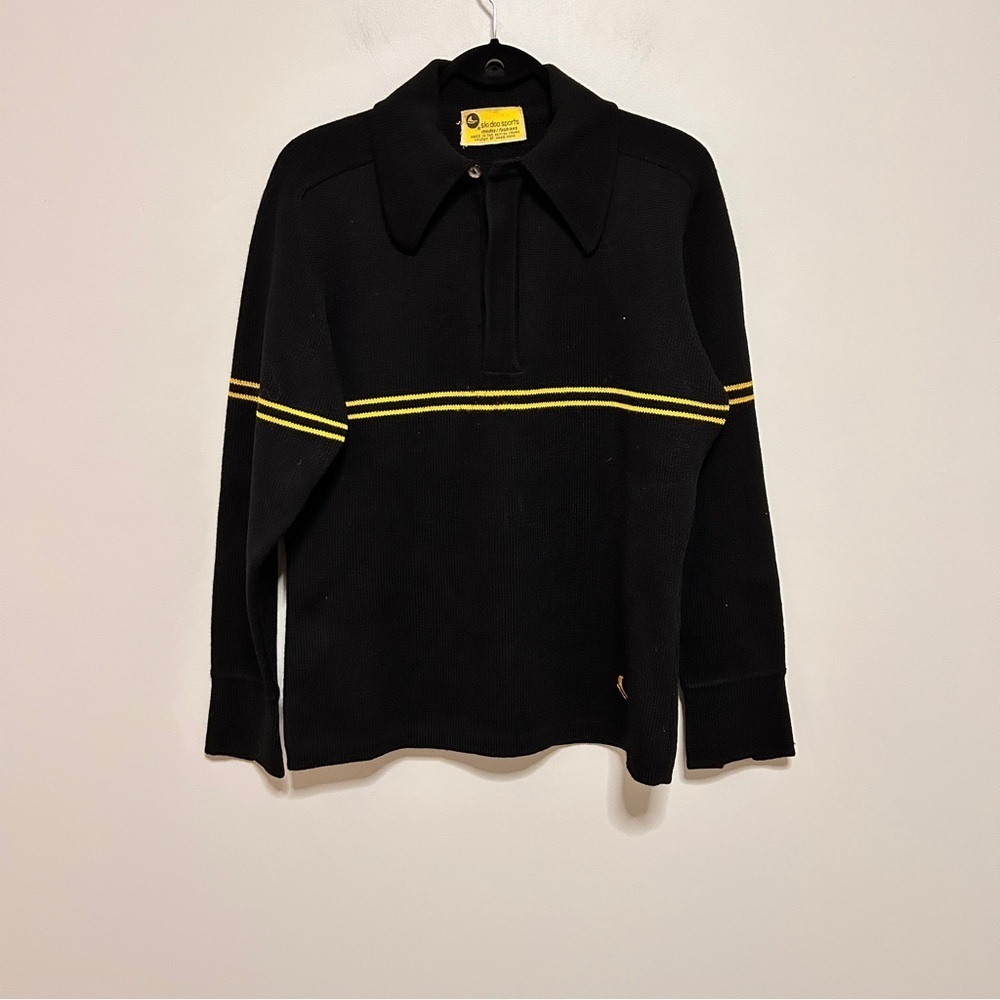 Vintage ski-doo Sports Women Large Sweater with Yellow Stripes 1/4 Zip *Read